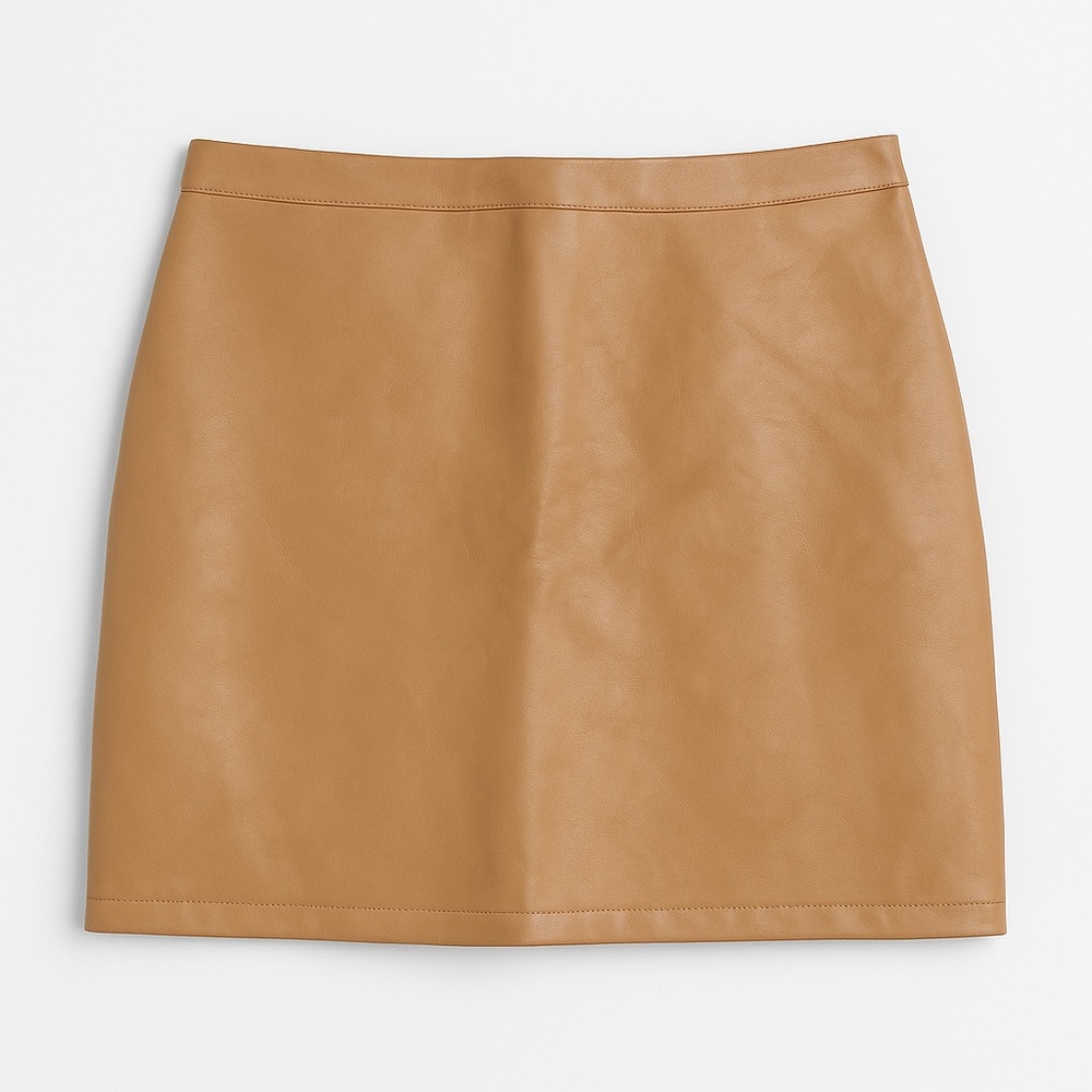 Tan Faux Leather mini Skirt
